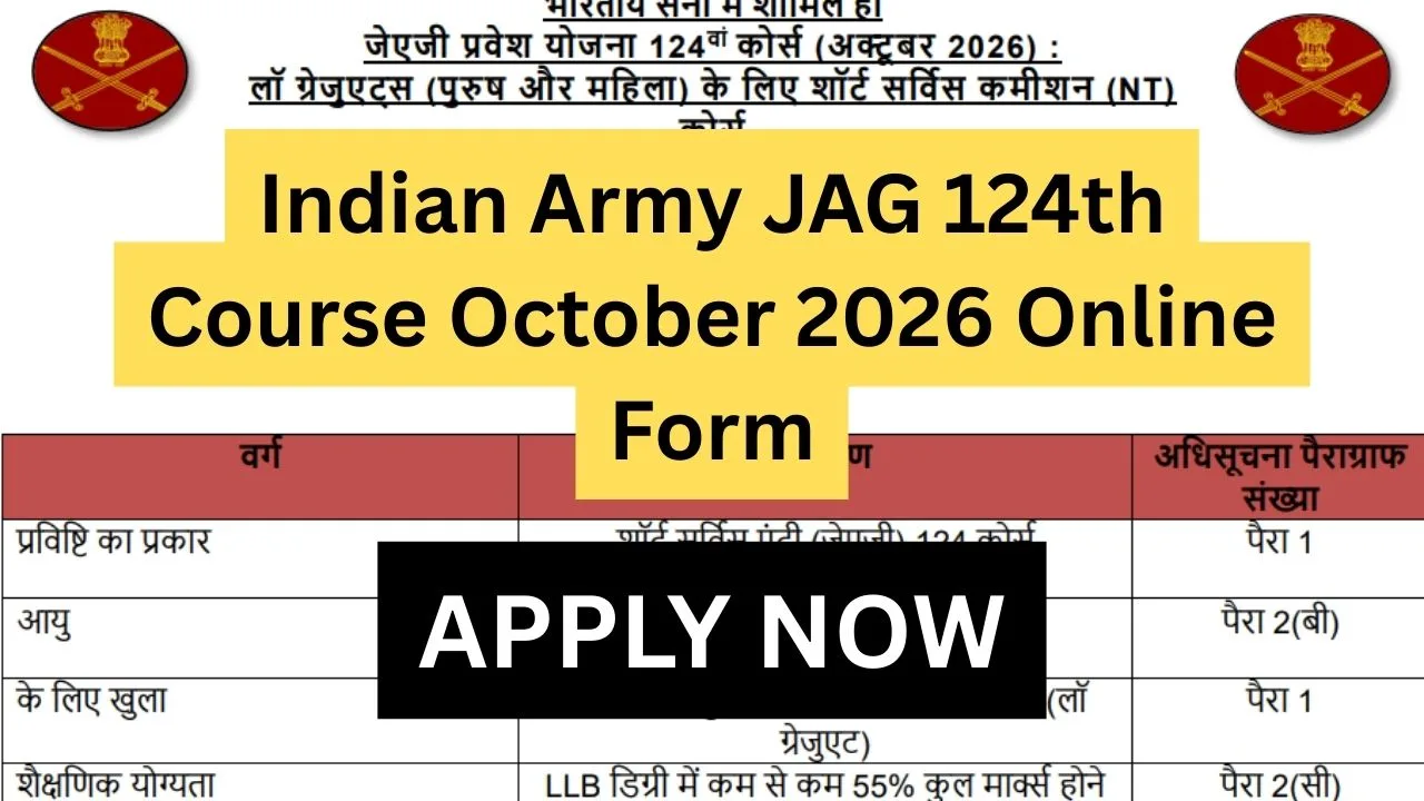 Indian Army JAG 124th Course October 2026 Online Form
