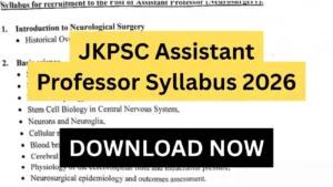 JKPSC Assistant Professor Syllabus 2026
