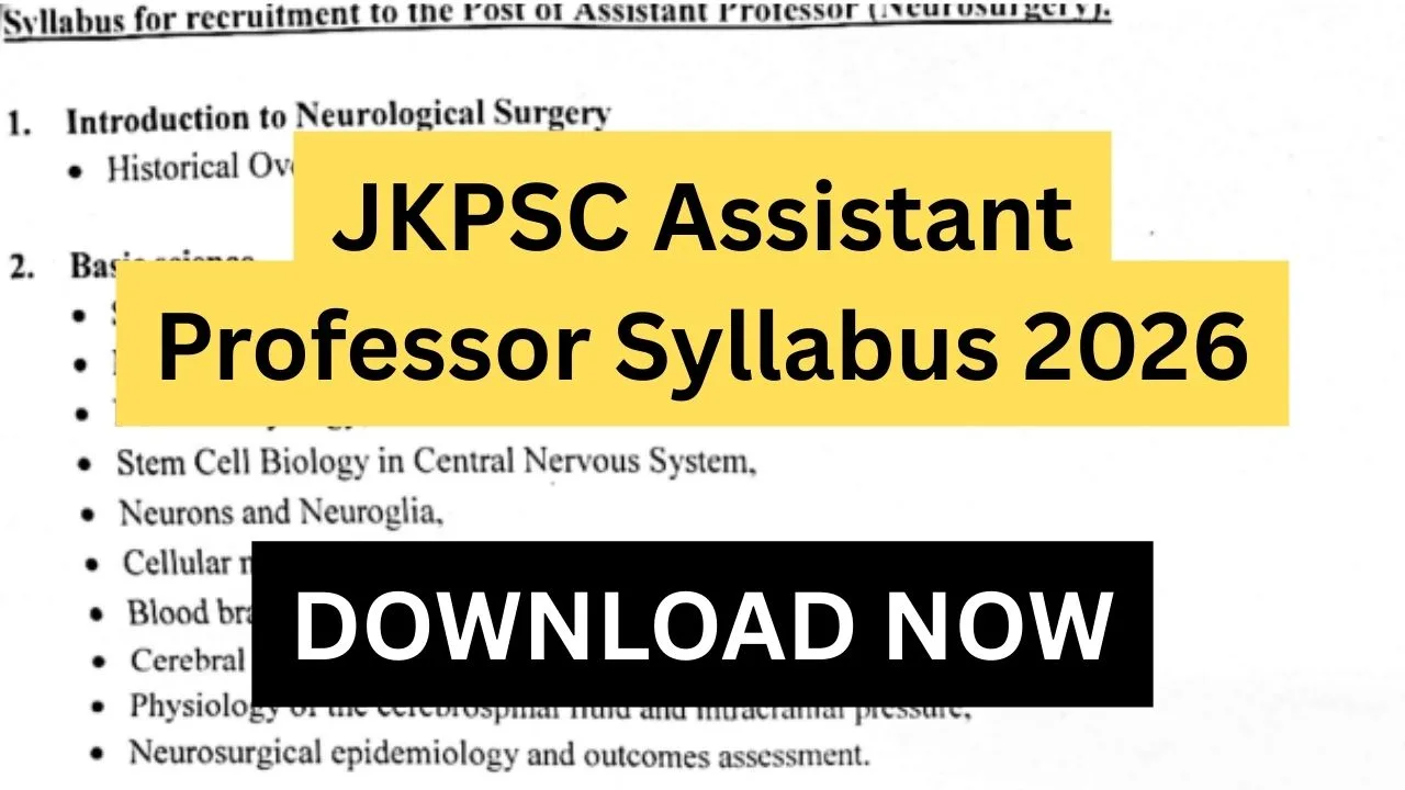 JKPSC Assistant Professor Syllabus 2026